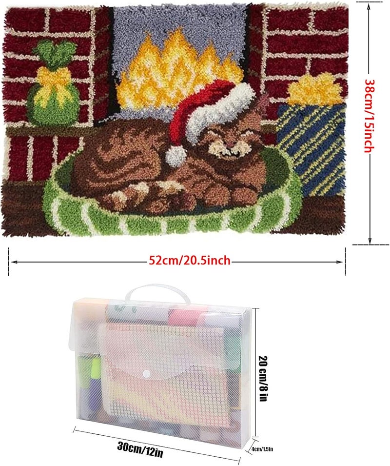 ZFFLYH Latch Hook Kits for Adults Kids Beginners, Animal Pattern DIY Crochet Yarn Kits Rug Making Yarn Kits Needlework Sets Cushion Mat Tapestry 20" X 15"(52Cm X 38Cm),Cat - Image 3
